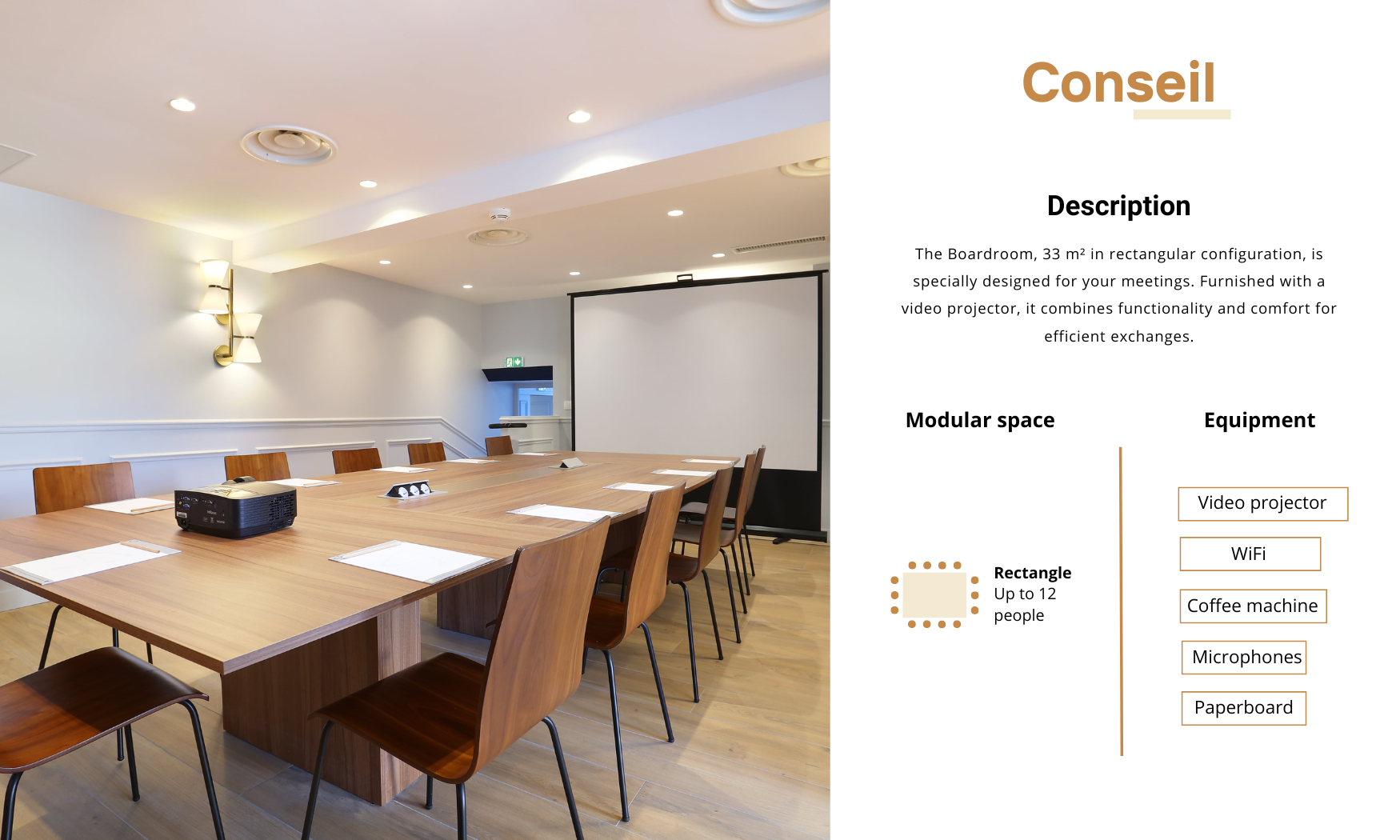 Description of the Board room of l'hôtel du cheval blanc